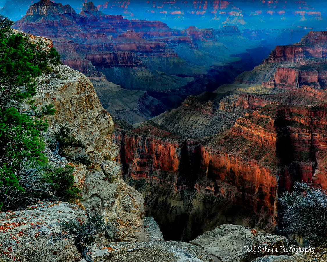 Looking our from the ledge to the canyon